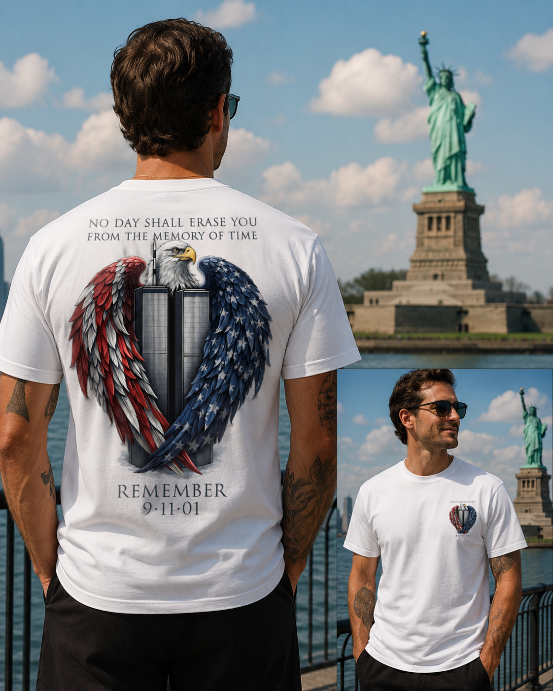 9/11 25th Anniversary Shirt - Remember 9-11-01 Eagle Tee