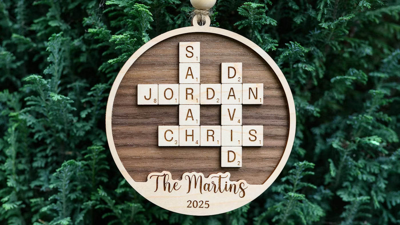 Personalized Crossword Puzzle Christmas tree  Ornament