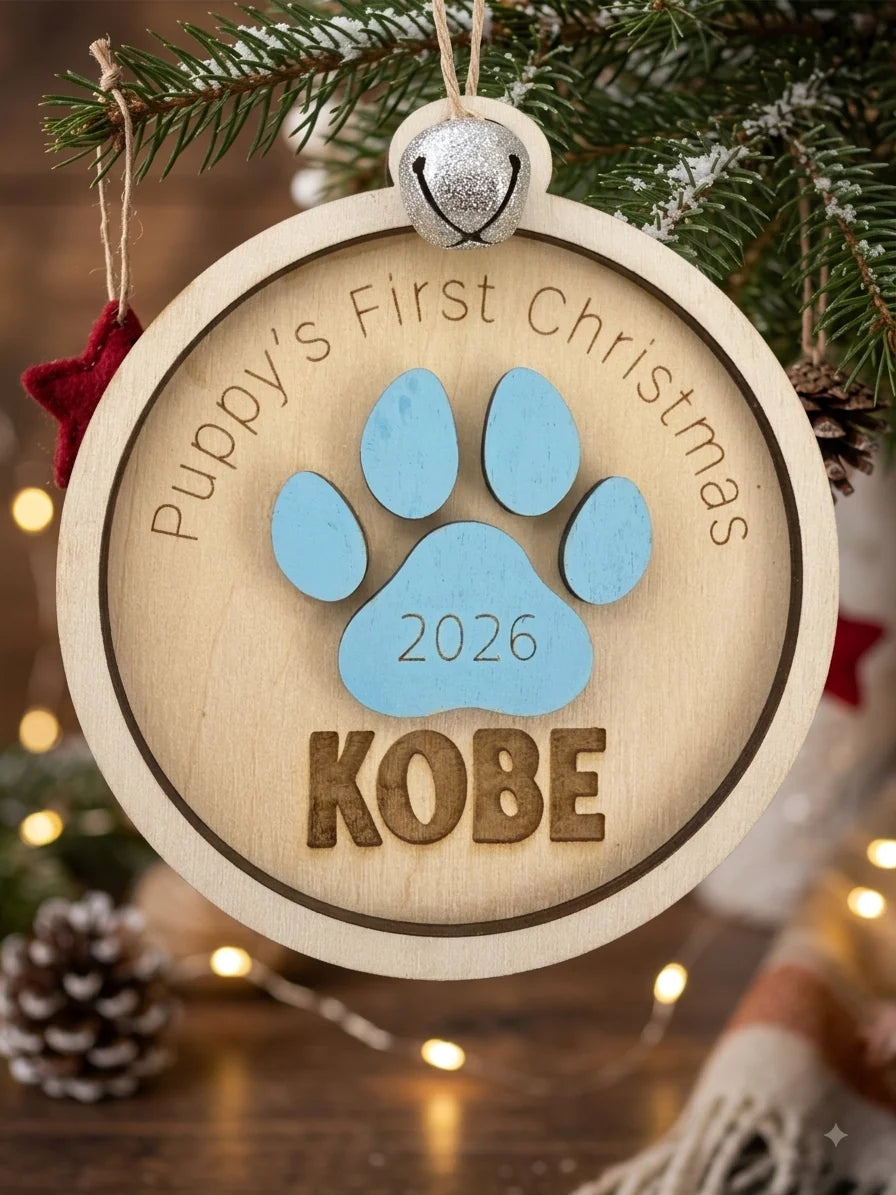 Puppy's First Christmas Ornament | Personalized Paw Print Keepsake