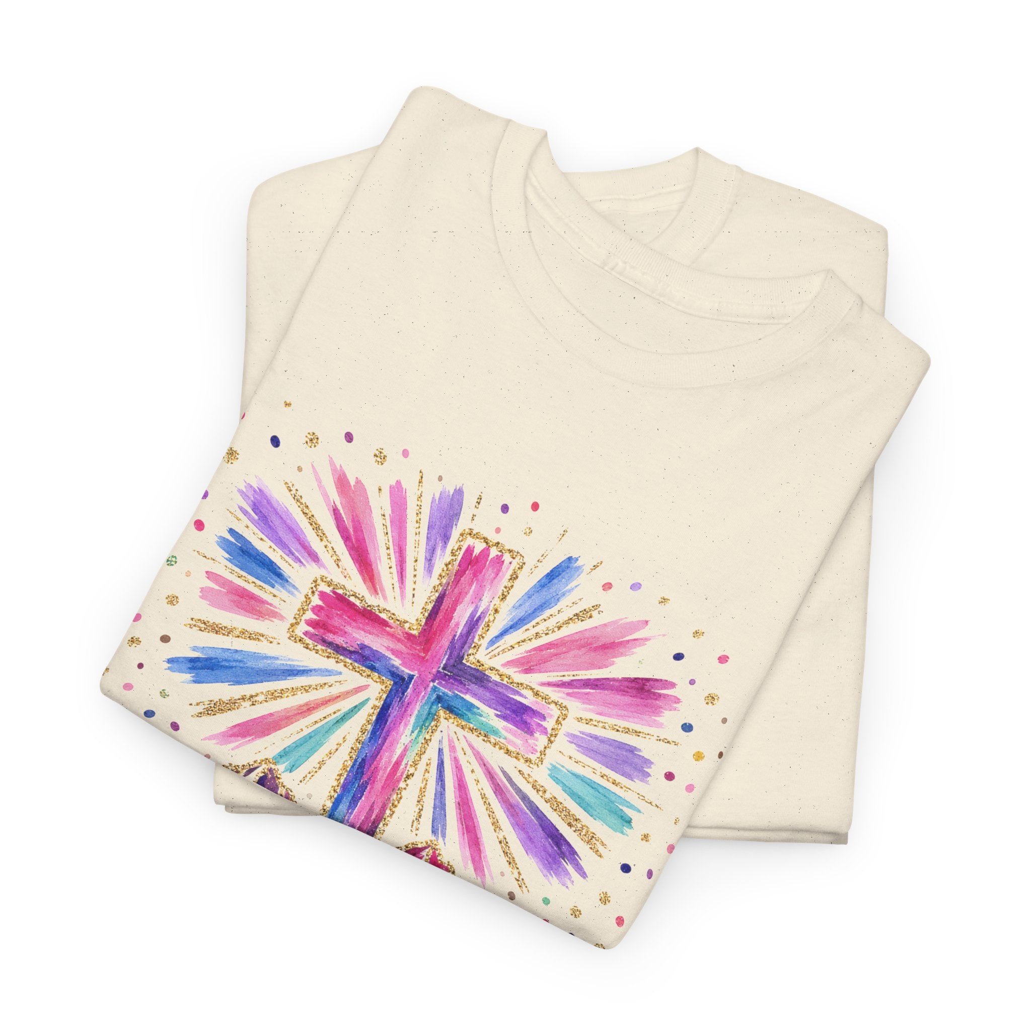 Faith Moves Mountains Shirt | Colorful Cross & Mountains Bible Verse Tee | Christian Gift for Women