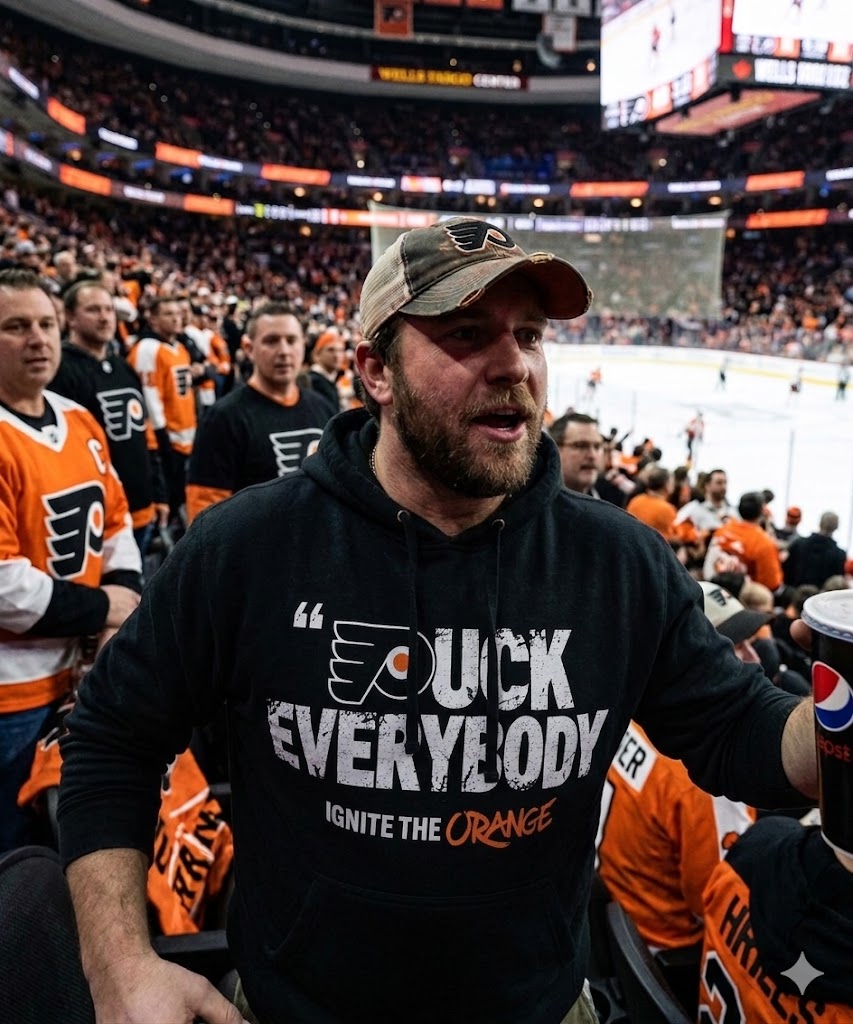 Philadelphia Hockey Fans "Puck Everybody Ignite The Orange" Hoodie - Unisex Graphic Sweatshirt