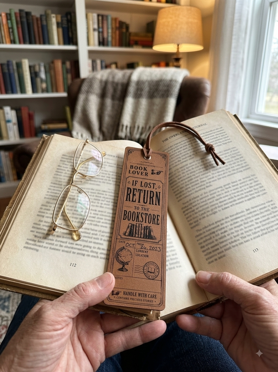 Leather Bookmark – Apothecary Aesthetic | Laser Engraved