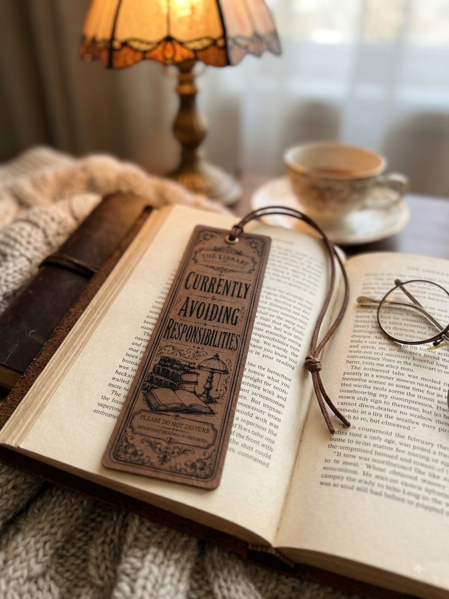 Leather Bookmark – Apothecary Aesthetic | Laser Engraved