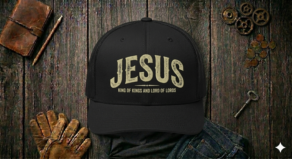 Black Jesus Trucker Hat - King of Kings Christian Cap