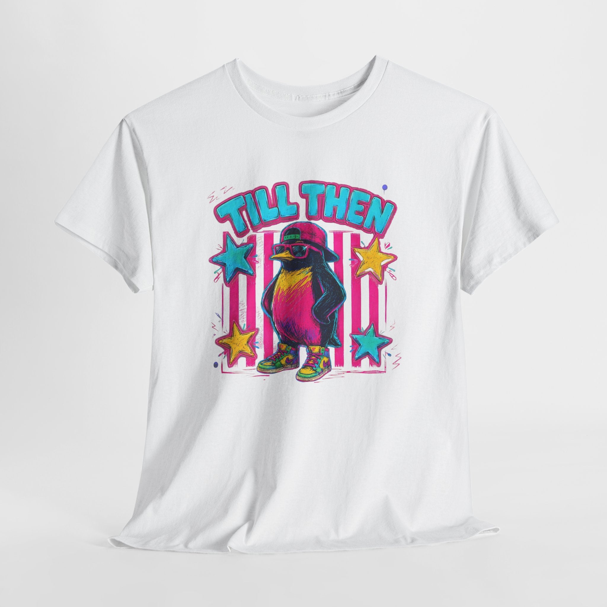 90s Aesthetic Cool Penguin T-Shirt - Retro Neon Graphic Tee