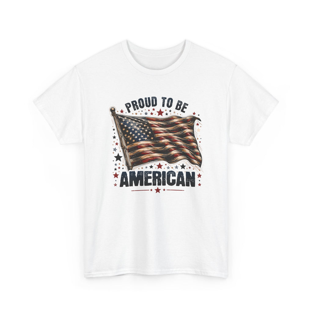 Proud To Be American" Vintage Patriotic US Flag T-Shirt